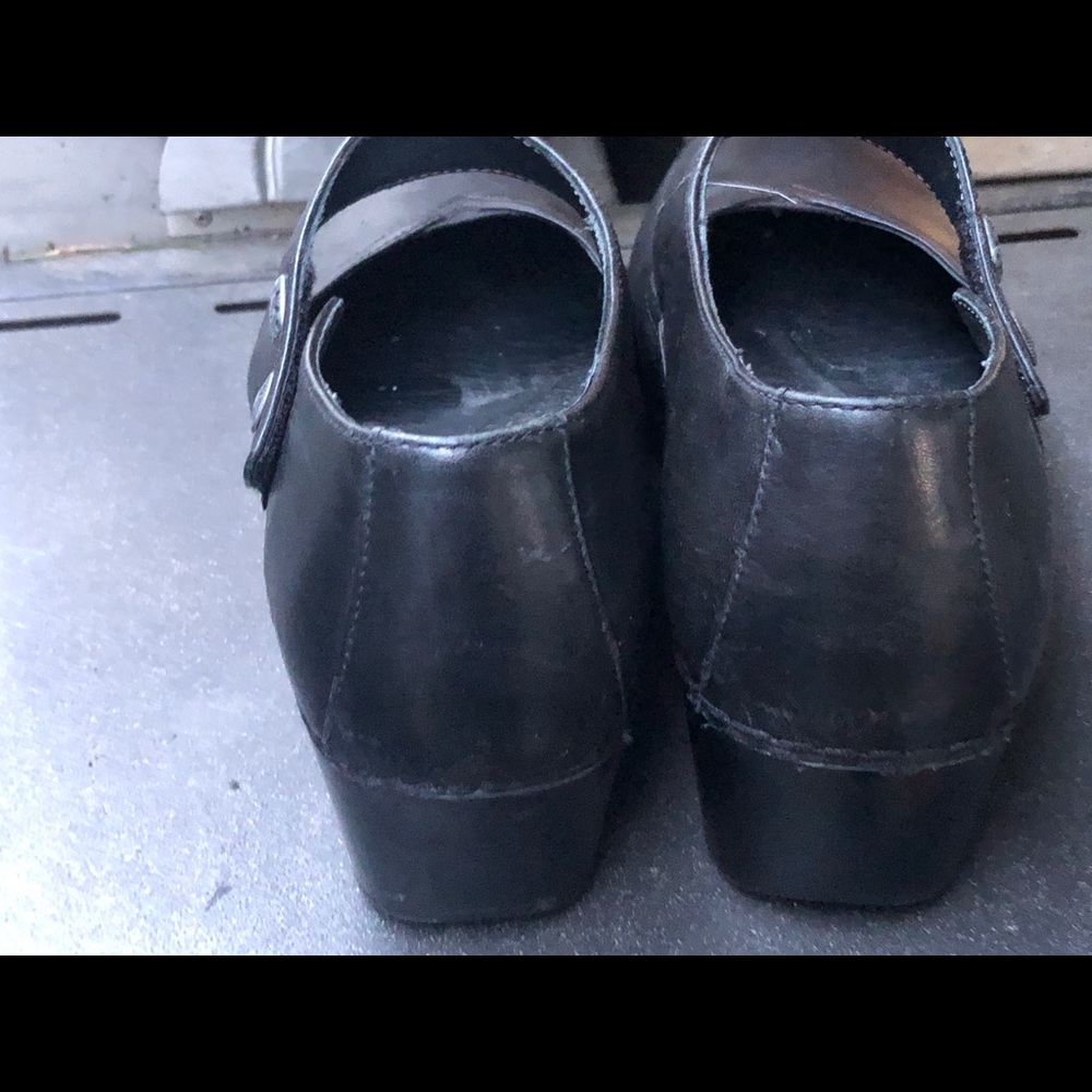 Dansko Black Leather Clogs Wedge Sandals Size 39 - Picture 6 of 10